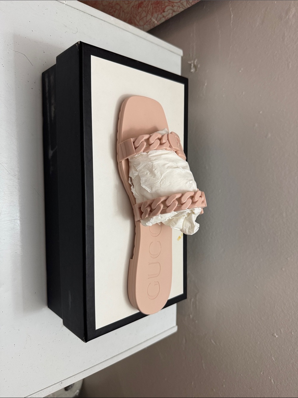 Gucci Pale Pink Braided-Detail Slide Sandals - Picture 2 of 3